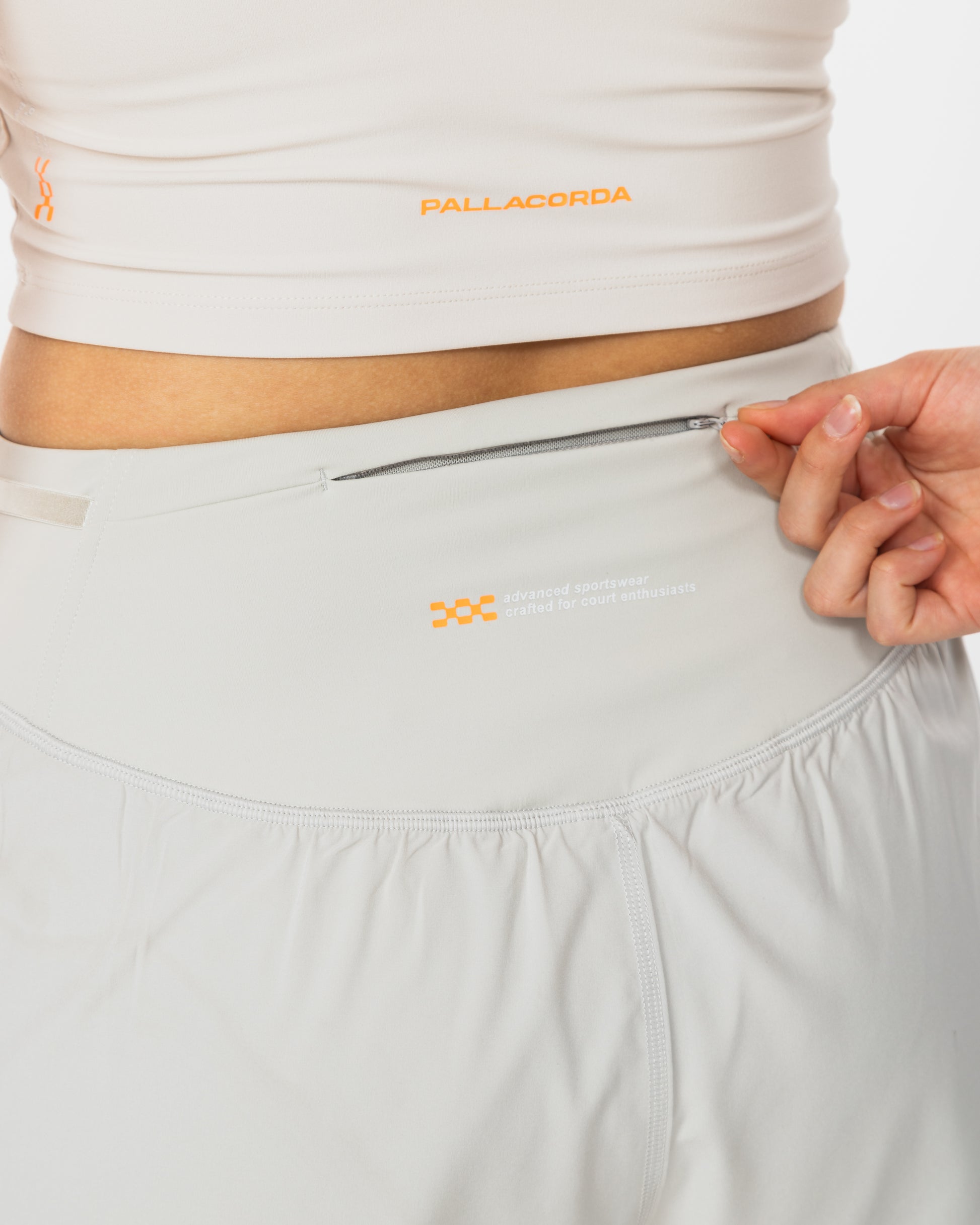 Women's Ecru 2-in-1 Court Shorts - Zip Detail