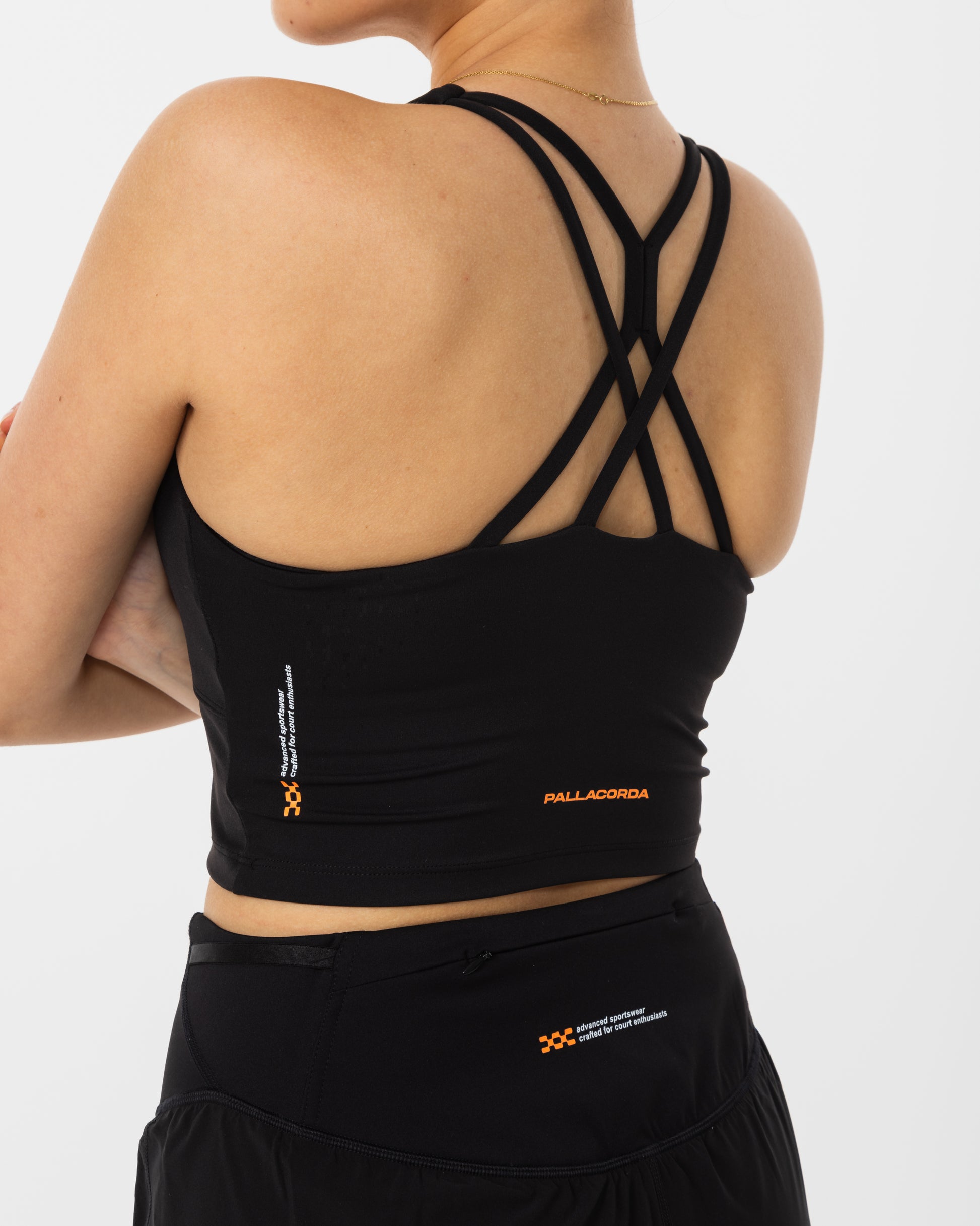 Women's Cross Back Sports Bra Black - Back Logo