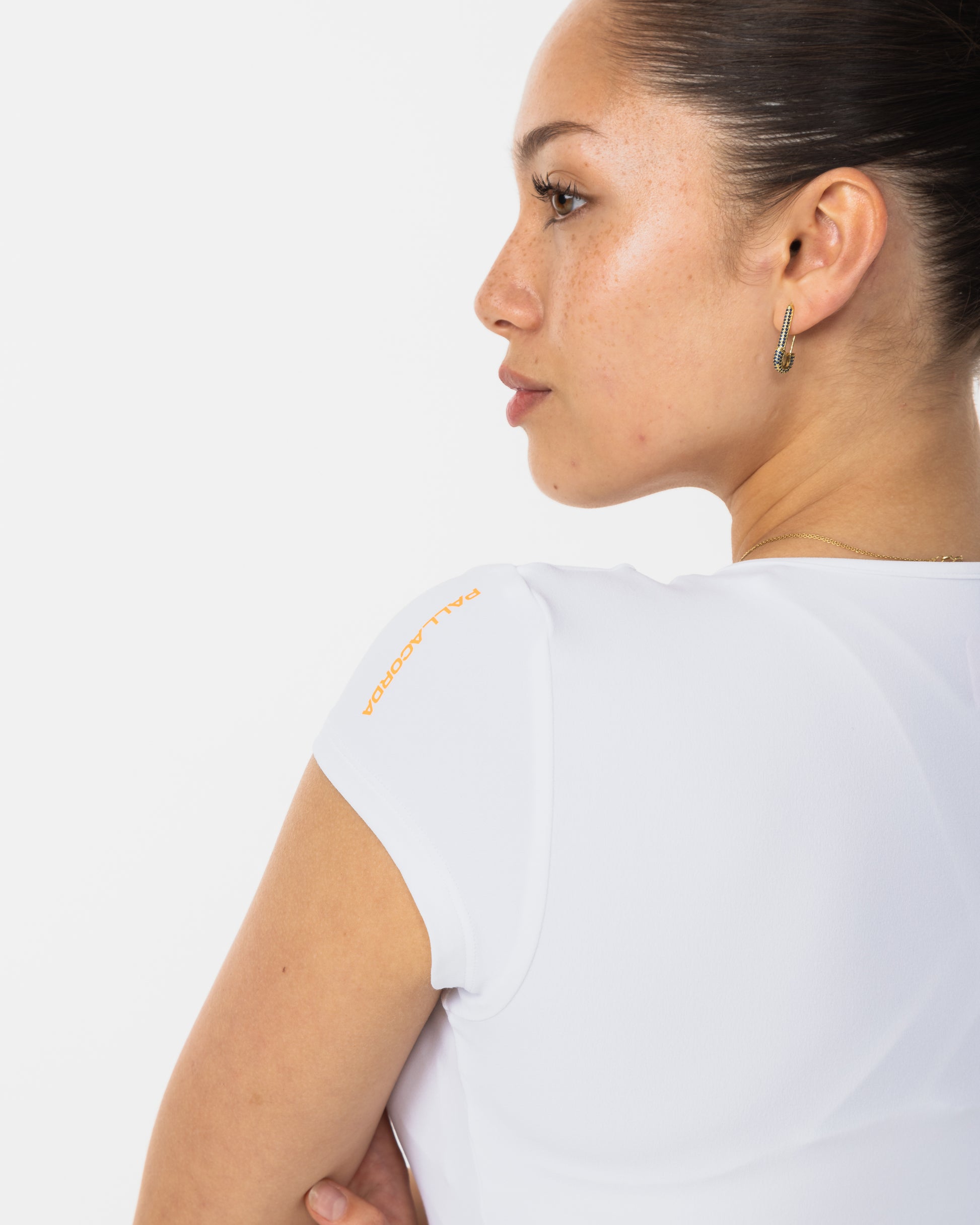 Women's Fitted Short Sleeve T-Shirt White - Sleeve Logo