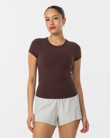 Women's Fitted Short Sleeve T-Shirt Coffee - Front View