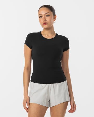Women's Fitted Short Sleeve T-Shirt Black - Front View