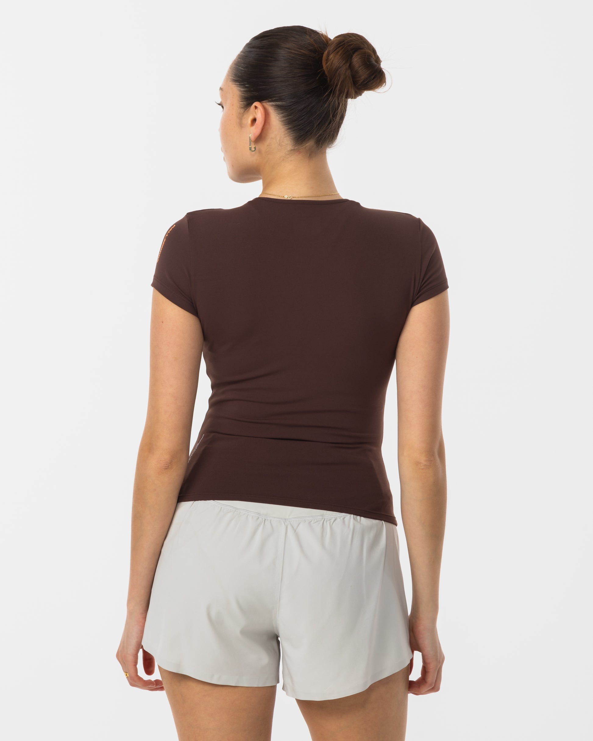 Women's Fitted Short Sleeve T-Shirt Coffee - Back View