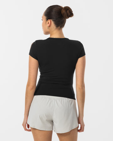 Women's Fitted Short Sleeve T-Shirt Black - Back View