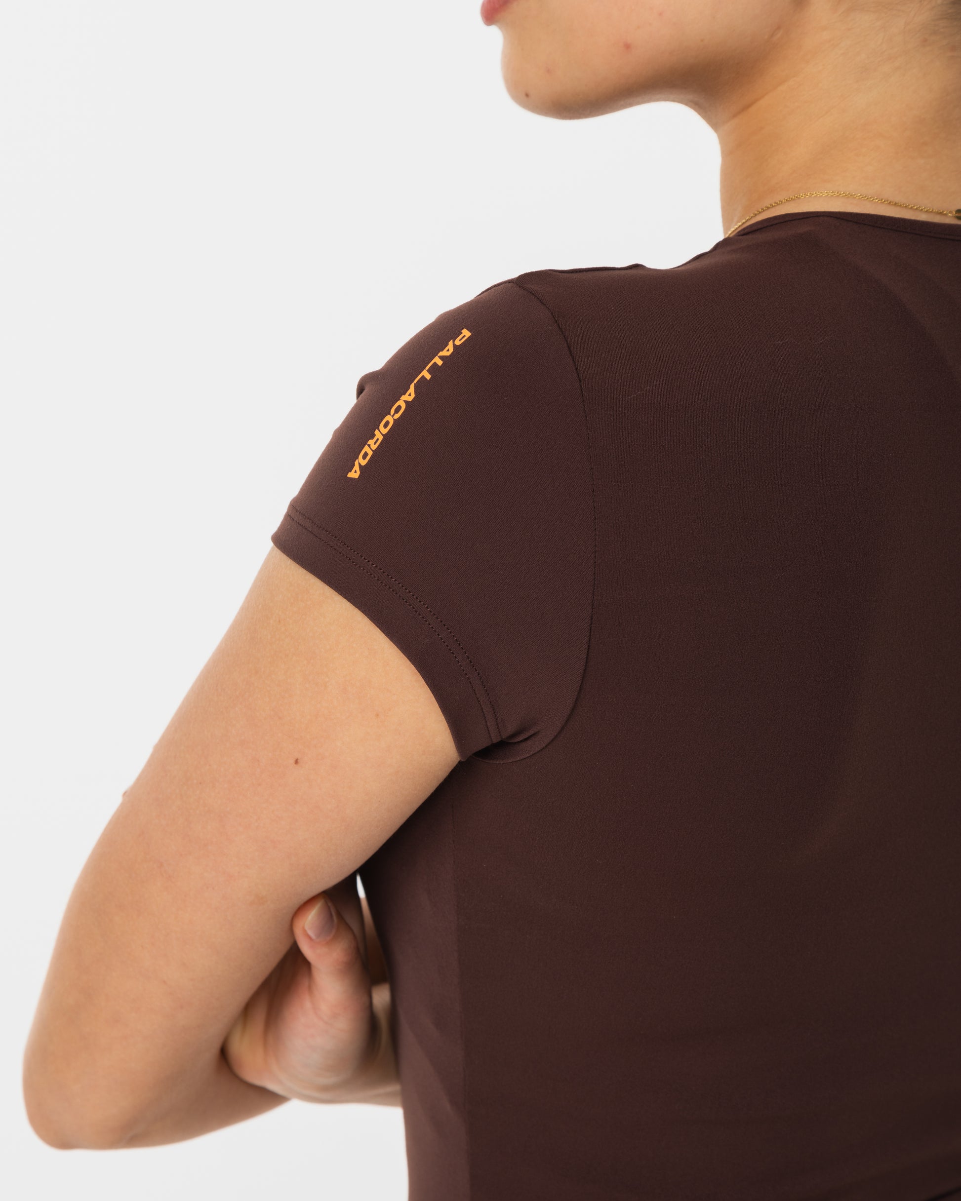 Women's Fitted Short Sleeve T-Shirt Coffee - Sleeve Detail