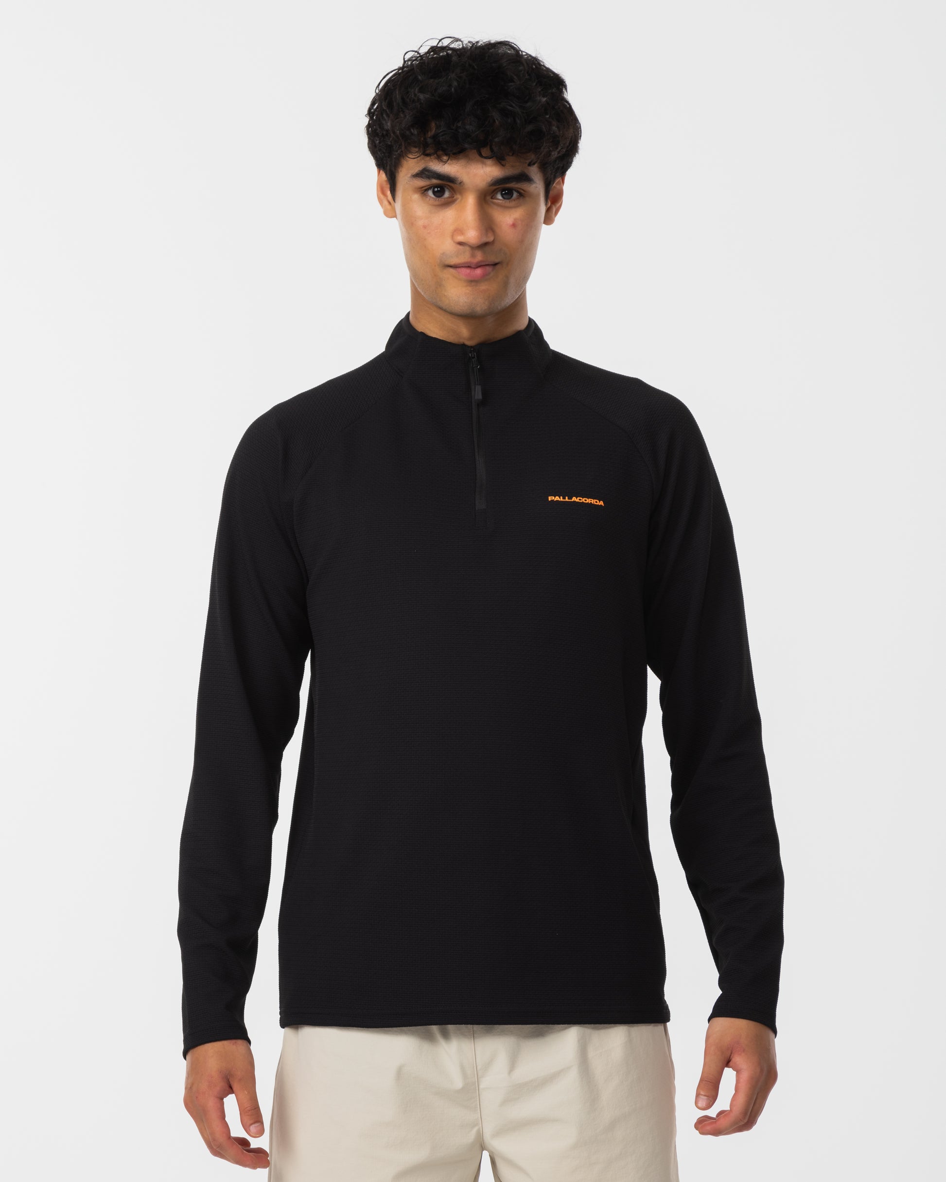 Men's Performance Quarter Zip Top Black - Front View