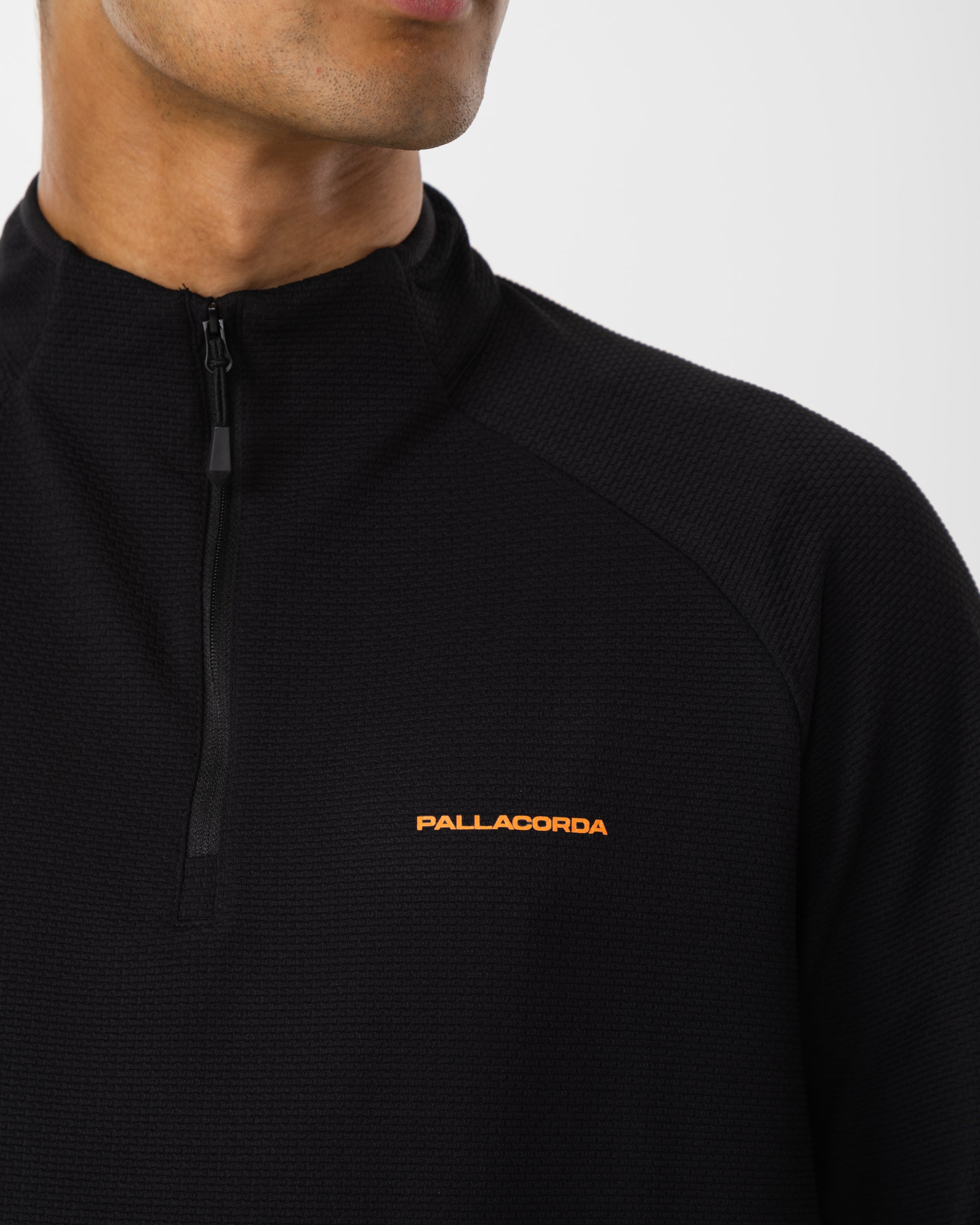Men's Performance Quarter Zip Top Black - Logo View
