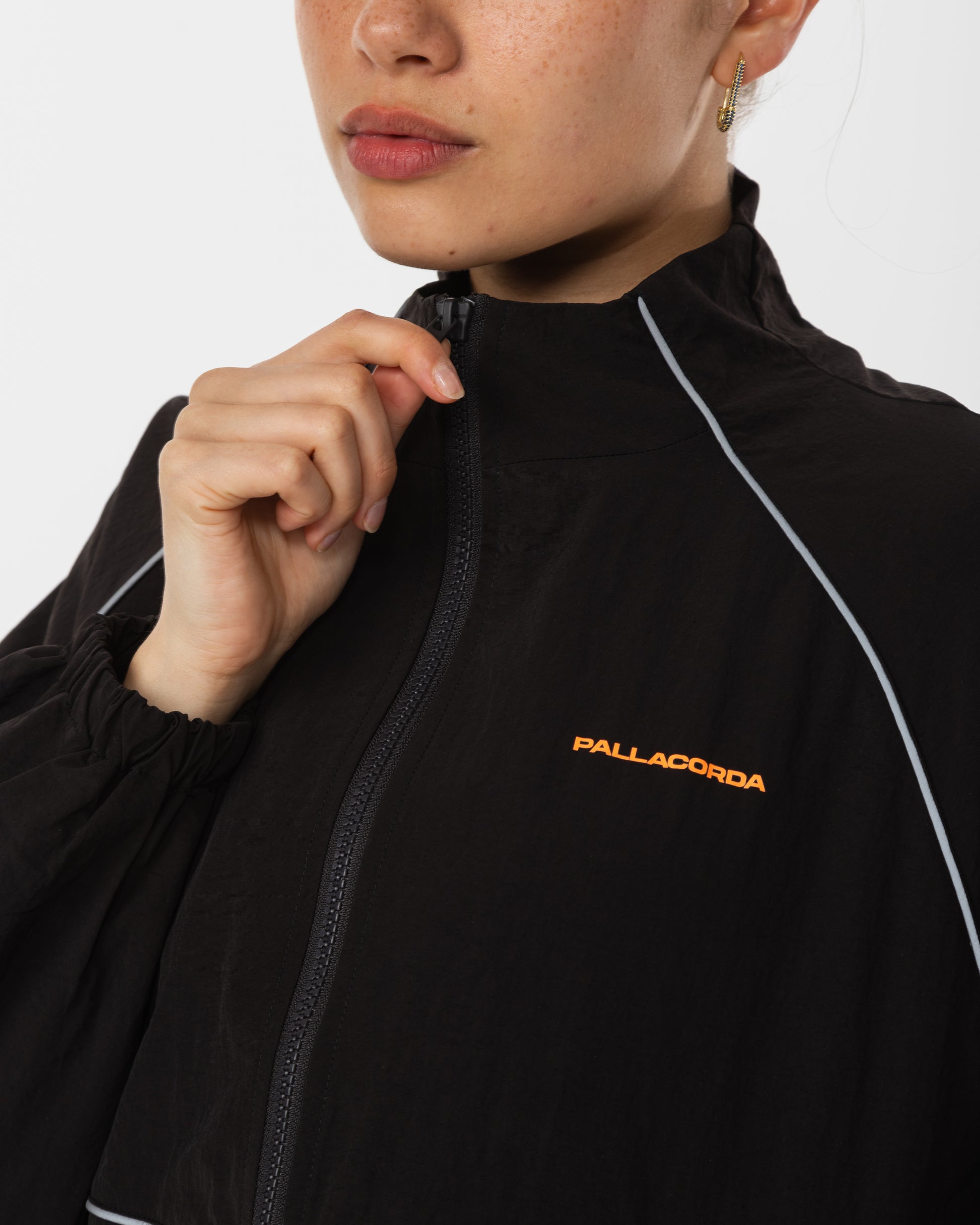 Women's Piped Track Jacket Black - Zip Detail