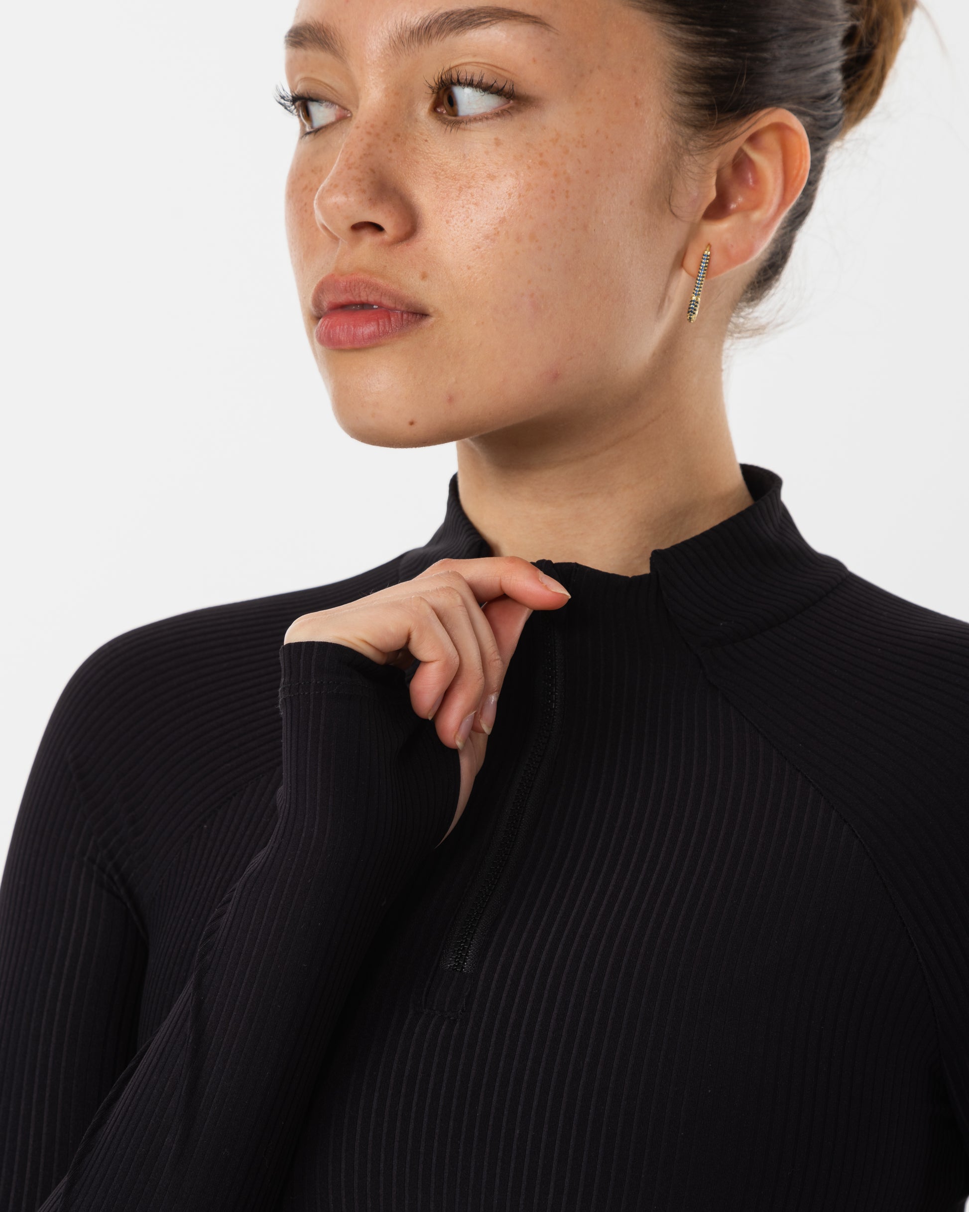 Women's Performance Quarter Zip Top Black - Zip View