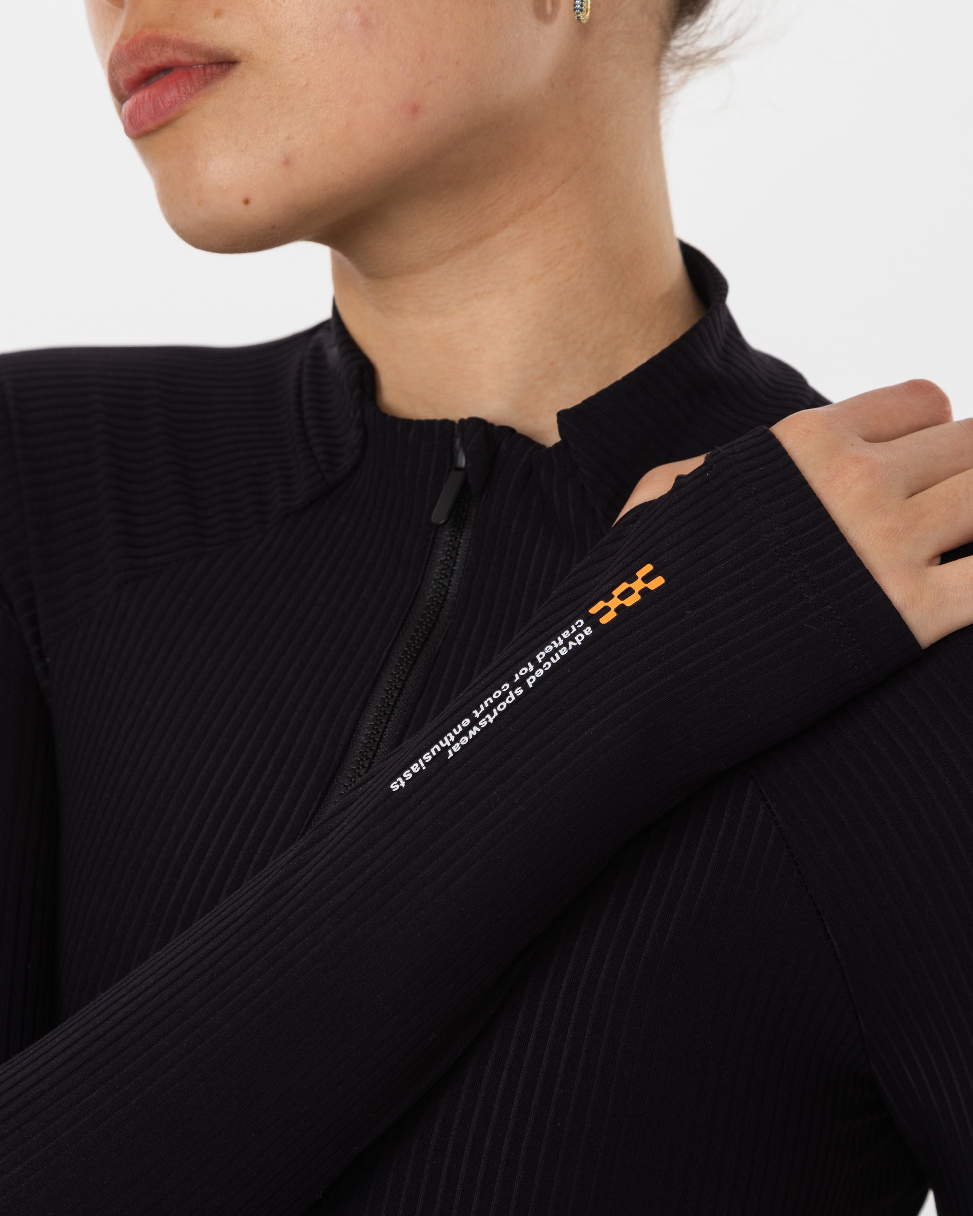 Women's Performance Quarter Zip Top Black - Sleeve View