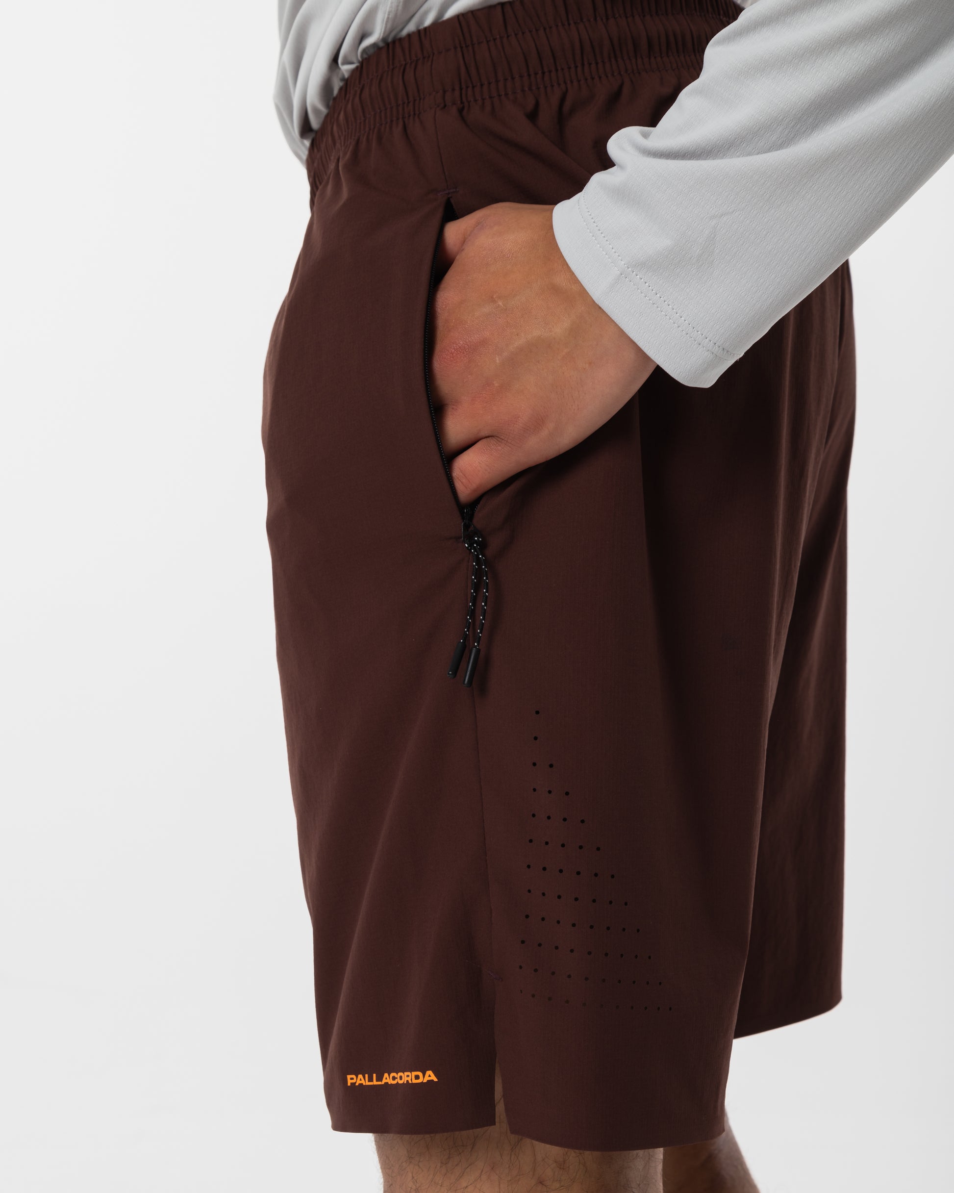 Men's Tech Court Shorts Coffee - Pocket Detail