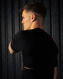 Pallacorda Mens Essential Performance T-Shirt in Black Detail View