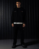 Pallacorda Men's Oversized Sweat Top in Black Outfit View