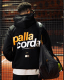 Pallacorda Men's Padel Oversized Hoodie in Black Lifestyle Back View