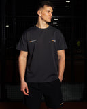 Pallacorda Men's Padel Motion Performance T-Shirt in Black Front View