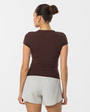 Fitted Short Sleeve T-Shirt - Coffee - Pallacorda