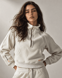 Funnel Neck Half Zip Sweatshirt - Ivory - Pallacorda