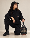 Waffle Knit Track Pants - Black