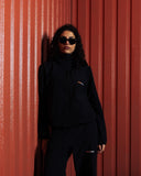 Waffle Knit Full Zip Jacket - Black - Pallacorda